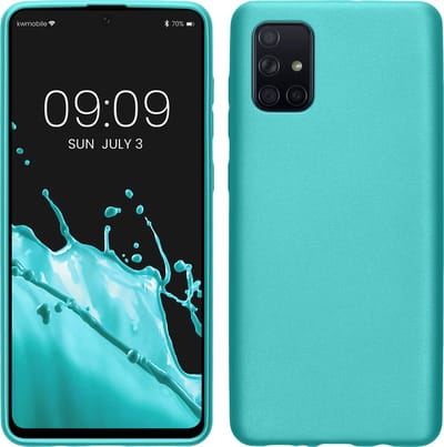 kwmobile telefoonhoesje geschikt voor Samsung Galaxy A71 - Hoesje voor smartphone - Back cover in metallic mintgroen