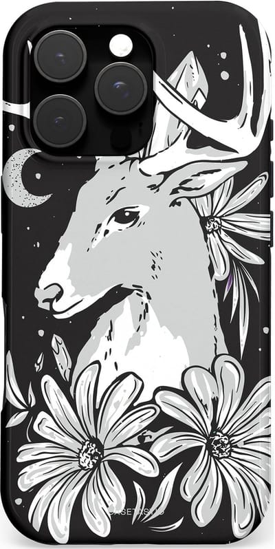 Casetastic hoesje geschikt voor Apple iPhone 16 Pro - MagSafe - Dubbellaagse bescherming - Lunagewei - Fashion Case - Zwart Lichtgrijs Wit