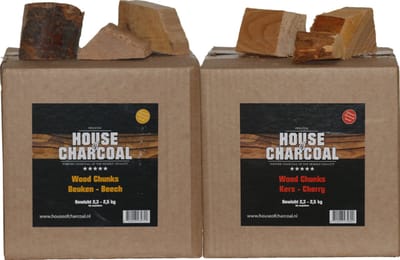 Rookhout Chunks Beuken 2.5 kg + Kers 2.5 kg Bundel