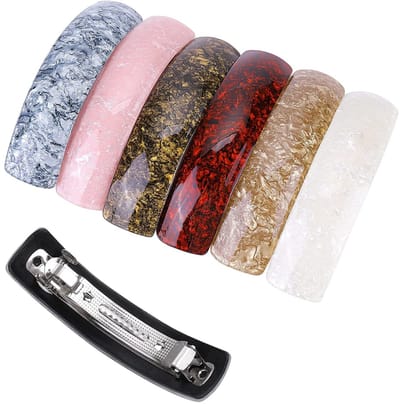 Haarspeld - Haar Accessoire - Haarclip - Gebogen Platte Clips - Platte Klauwclip voor Vrouwen - Sterke Grip - Geschikt Voor Dik en Dun Haar - Klassieke Retro - Geschikt Voor Vrouwen en Meisjes -Pink mixed design, 6 pieces
