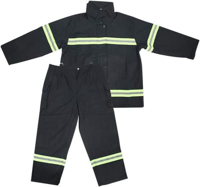 Vlamvertragende Kleding voor Brandweermannen, Brandwerende en Hittebestendige Beschermende Outfit met Hoge Zichtbaarheid (L)