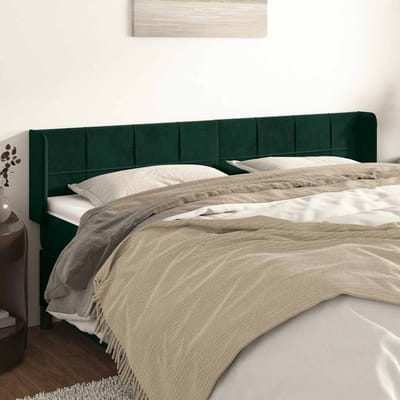 vidaXL - Hoofdbord - met - randen - 183x16x78/88 - cm - fluweel - donkergroen