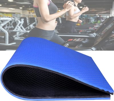 Vloerbeschermer Mat - Fitness Mat - Apparaten Beschermen - Schokabsorberend - 200x100x2.5cm - Blauw Zwart