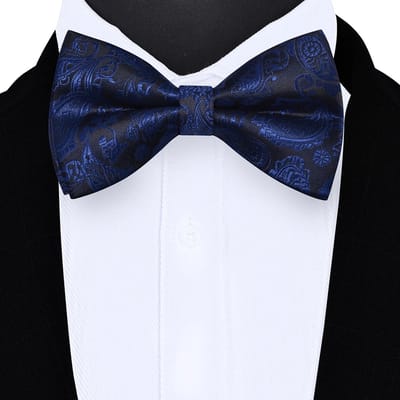 Sorprese Vlinderdas - Paisley - 100% zijden - donkerblauw - vlinderstrik - strik - strikje - vlinderdassen