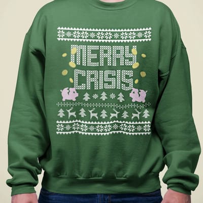 Foute Kerst Trui Groen Merry Crisis Piggybank XS