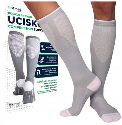 MONA - Compressiekousen - Wit en Grijs - Uniseks - 38-41