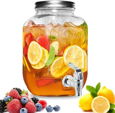 Dailygoods- Drankdispenser 4 Liter - Glas - Tapkraan - Deksel - Waterdispenser - Limonadedispenser - Schokbestendig - Sapdispenser