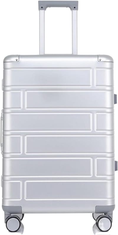 Lichtgewicht Koffer - Reiskoffer Handbagage - Zakenreizen Vakanties - Aluminium Hoekbeschermers - 20 inch - Wit