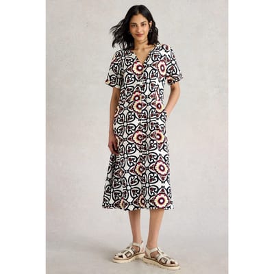 White Stuff Iris Linen Dress Ivory Print Taglia: 10 REGULAR | Abiti Midi Outlet | Donna | Bianco
