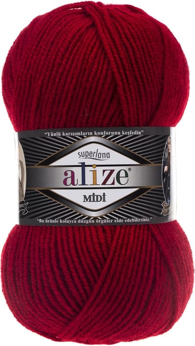 Alize Superlana Midi 56 Red Pakket 5 Bollen 500 Gram