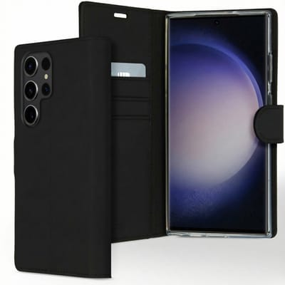 Accezz Hoesje - Geschikt voor Samsung Galaxy S23 Ultra - Wallet Softcase Bookcase - Zwart