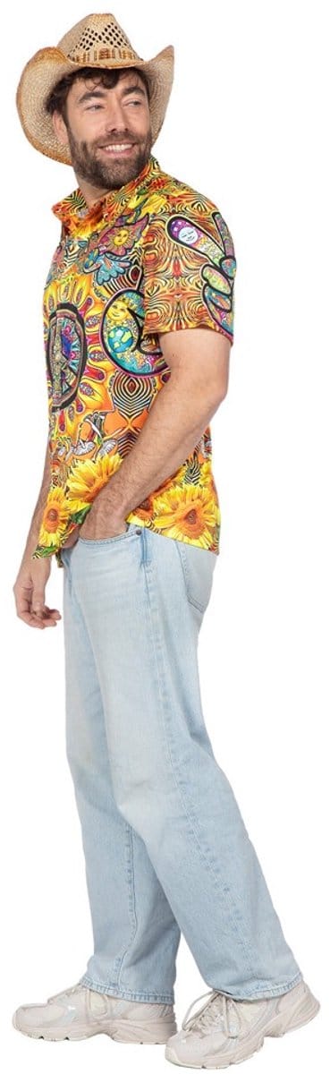 Party Hippie Shirt Zonnebloem Heren - Maat XL-56/58