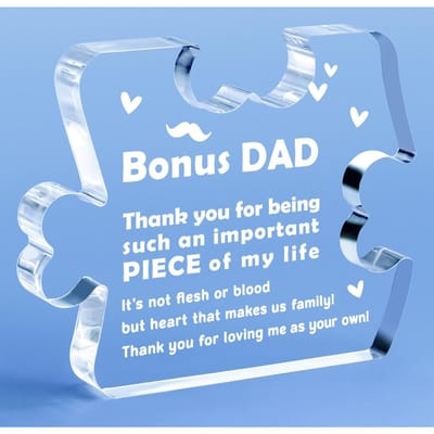 Bonus Papa Cadeaus van Dochter Zoon Verjaardag Stiefvader Cadeaus Waarderingscadeaus voor Papa Acryl Plaquette Huis Bureau Borden white