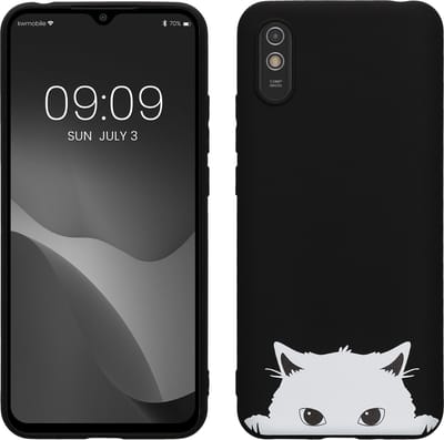 kwmobile telefoonhoesje geschikt voor Xiaomi Redmi 9A / 9AT - Hoesje voor smartphone in zwart / wit - Backcover van TPU - design