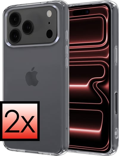 Hoesje - 2 Stuks - Geschikt voor Apple iPhone 17 Pro - Sterk & Shockproof - Case Siliconen - Back Cover - Telefoon Hoes - Transparant