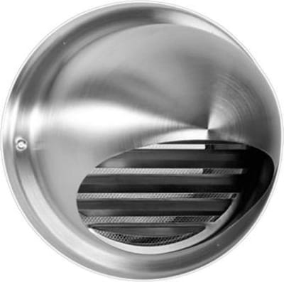 Ventilatierooster 100 mm – Bolvormig – RVS met fijnmazig gaas