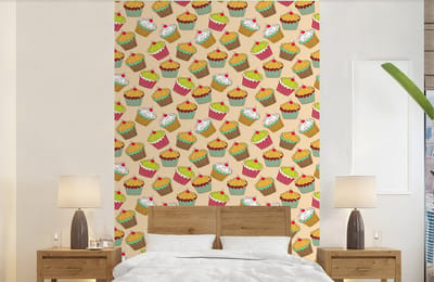 Behang - Fotobehang Patronen - Eten - Cupcake - Breedte 140 cm x hoogte 220 cm