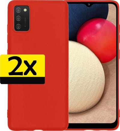 Hoesje - 2 Stuks - Geschikt voor Samsung Galaxy A02s - Sterk & Shockproof - Case Siliconen - Back Cover - Telefoon Hoes - Telefoonhoesjes - Rood
