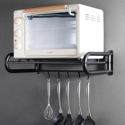 Magnetron Wandrek - Keuken Organizer - Keuken Opbergen - Met Afneembare Haak - 40 cm - Zwart