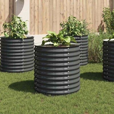 vidaXL - Plantenbak - verhoogd - 80x80x81 - cm - gegalvaniseerd - staal - grijs
