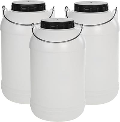 CM Jerrycan container voor vloeistof/voedsel/wecken - 3x - 5 liter - Kunststof - met draaidop - 16 x 30 cm - camping - opslag - rond