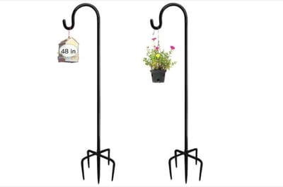WNHB® Verstelbare-herdershaken-120cm-set-van-2-met-5-punts-basis-voor-lantaarns-en-tuindecoratie