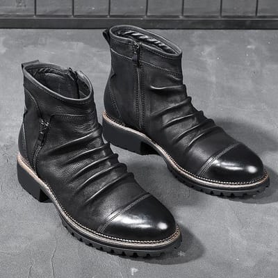 Topkwaliteit Britse Herenlaarzen Lente Herfst Schoenen Mode Instaplaarzen Ademend Echt Leer Heren Botas Hombre Maat 888 39 zwart