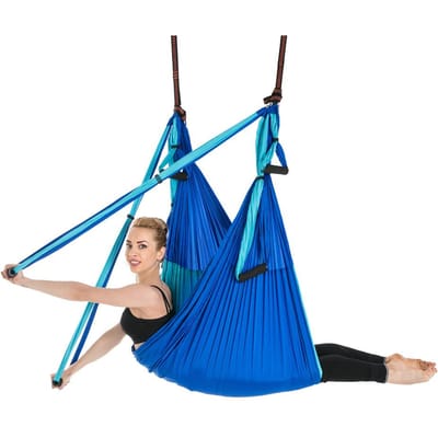 Omgekeerde Luchtyoga Hangmat 6-handvatten Niet-elastisch Omkeer Zwaartekracht Tweekleurige Fitness Hangmat blue