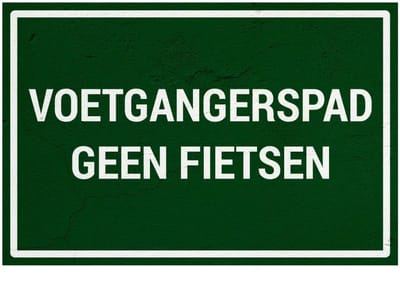 Voetgangerspad geen fietsen bord | Sign Again materiaal | 45 x 30 cm