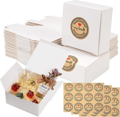 Kraft Papieren Cadeau Dozen Set van 30 - 7 x 7 x 3 cm, Kleine Vierkante Dozen voor Feestjes, Trouwen en Snoepjes