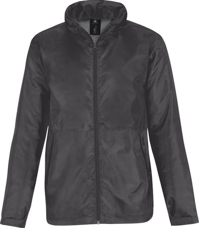 B&C Mens Multi Active Hooded Fleece Lined Jacket (Donkergrijs)
