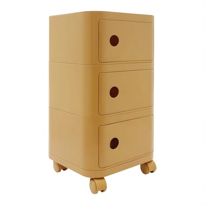 3-Laags Nachtkastje op Wielen – Vrijstaand Bedtafeltje met Universele Wielen – Geschikt voor Slaapkamer en Woonkamer – 32 x 32 x 63,3 cm – Ginger Yellow