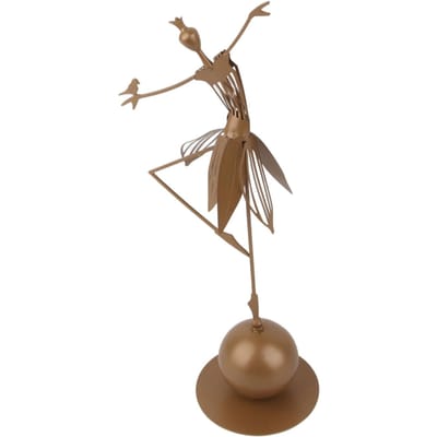 Ballerina Beeldje Elegante Lijnen Gouden Kleur Stabiele Basis Sterk Metaal Ballettanseres Beeld voor