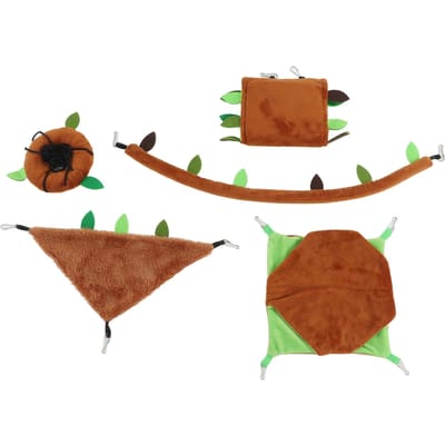 5 stuks Hamster Hangmat Multifunctioneel Zacht en Comfortabel Cavia Schuilplaats Set voor Suikereekhoorn brown