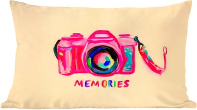 Sierkussens - Kussentjes Woonkamer - 60x40 cm - Camera - Memories - Roze - Geschilderd