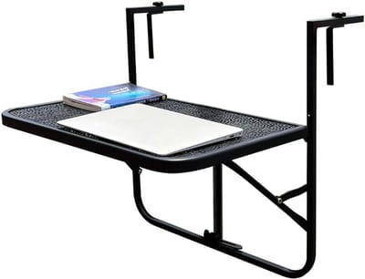 Balkon Tafel - Hangende Tafel - Buiten Ontspannen - In Hoogte Verstelbaar - 40 cm Breed - Zwart