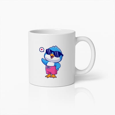 Coole Pinguïn Cartoon Mok – Leuk Zomerse Sfeer Koffiebeker voor Dierenliefhebbers