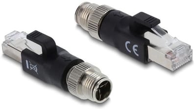 M12 8-pins X-gecodeerd (m) - RJ45 (m) industriële netwerkadapter | CAT6 | PVC