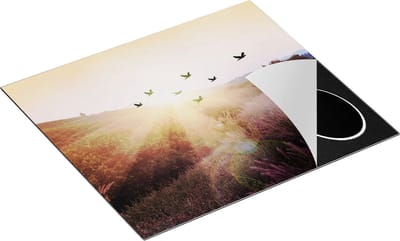 Chefcare Inductie Beschermer Silhouet Zwerm Vogels bij Zonsondergang - 60x50 cm - Afdekplaat Inductie - Kookplaat Beschermer - Inductie Mat