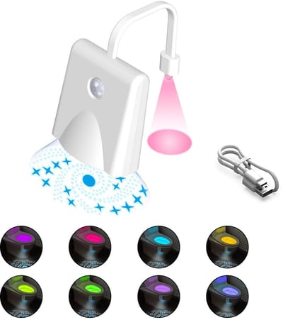 carmdering - Toilet Night Light - LED Toilet Lamp Met Bewegingssensor - RGB Kleurverandering En Sterprojectie - ABS Materiaal - USB Oplaadbaar Ontwerp - Automatische Nachtverlichting Voor Badkamer - 1 Stuk