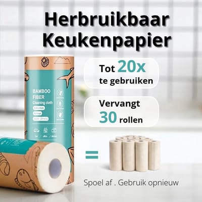Herbruikbare bamboe keukenrol - 40 herbruikbare vaatdoekjes - Wasbaar keukenpapier - Natuurlijk - Biologisch afbreekbaar - Ultra-absorberend & vetvrij - 28 x 28 cm - Pluisvrij & krasvrij - Multifunctionele wonderdoekjes voor ramen, auto & interieur