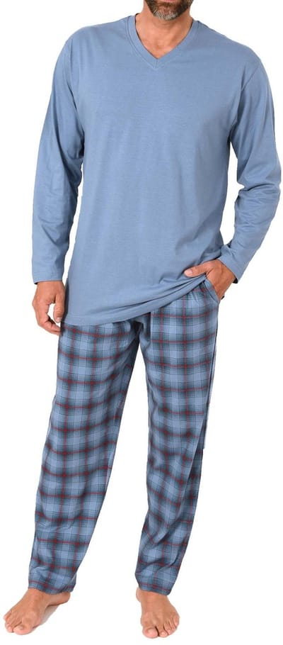Normann herenpyjama met lange jersey pyjamabroek in geruite look - ook in grote maten