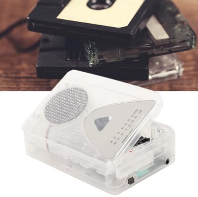 OmGoods - Dailygoody - Draagbare cassettespeler - Cassette naar MP3 Converter - Compact en lichtgewicht - Transparant - AM FM cassettespeler - Geschikt voor muz