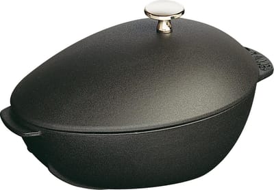 Staub Mosselpan - Vernikkelde knop - Zwart