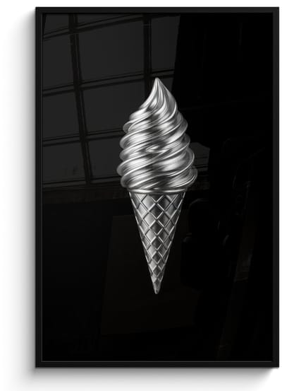 Poster in lijst - Fotolijst 80x120 cm - Posters - Softijs - Realistisch - Futuristisch - Posterlijst zwart - Decoratie - Wanddecoratie woonkamer - Muurdecoratie slaapkamer
