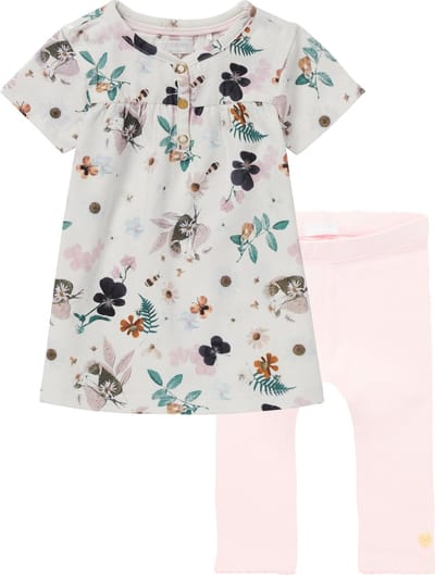 Noppies - kledingset - 2 delig - jurk Malartic gebloemd - legging Montaque Primerose pink - Maat 56