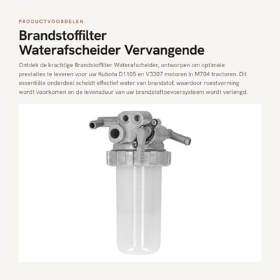 Dailygoods- Brandstoffilter Waterafscheider - Vervangende Eenheid - Geschikt voor D1105/V3307 Motor - Eenvoudige Installatie - Vermindert Slijtage