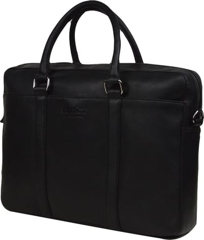 DSTRCT Leren Business Laptoptas - 15,6 inch laptopvak met rits - Zwart Luxe volnerf leder