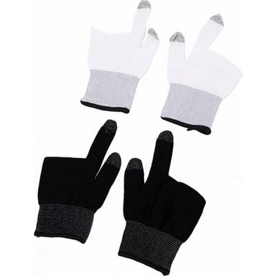 Gants de Jeu Mobile Haute Sensibilité Sans Couture Écran Tactile Jeu Mobile Manches de Doigts Noir Blanc blanc noir