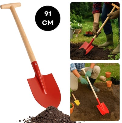 Cheqo® Metalen Schep - Houten Steel - Tuin Gereedschap - Willekeurige Kleur - Stevige Schep - Lange Steel - Tuinwerkzaamheden - Schep Voor Tuin - Duurzame Materialen - Multifunctionele Schep